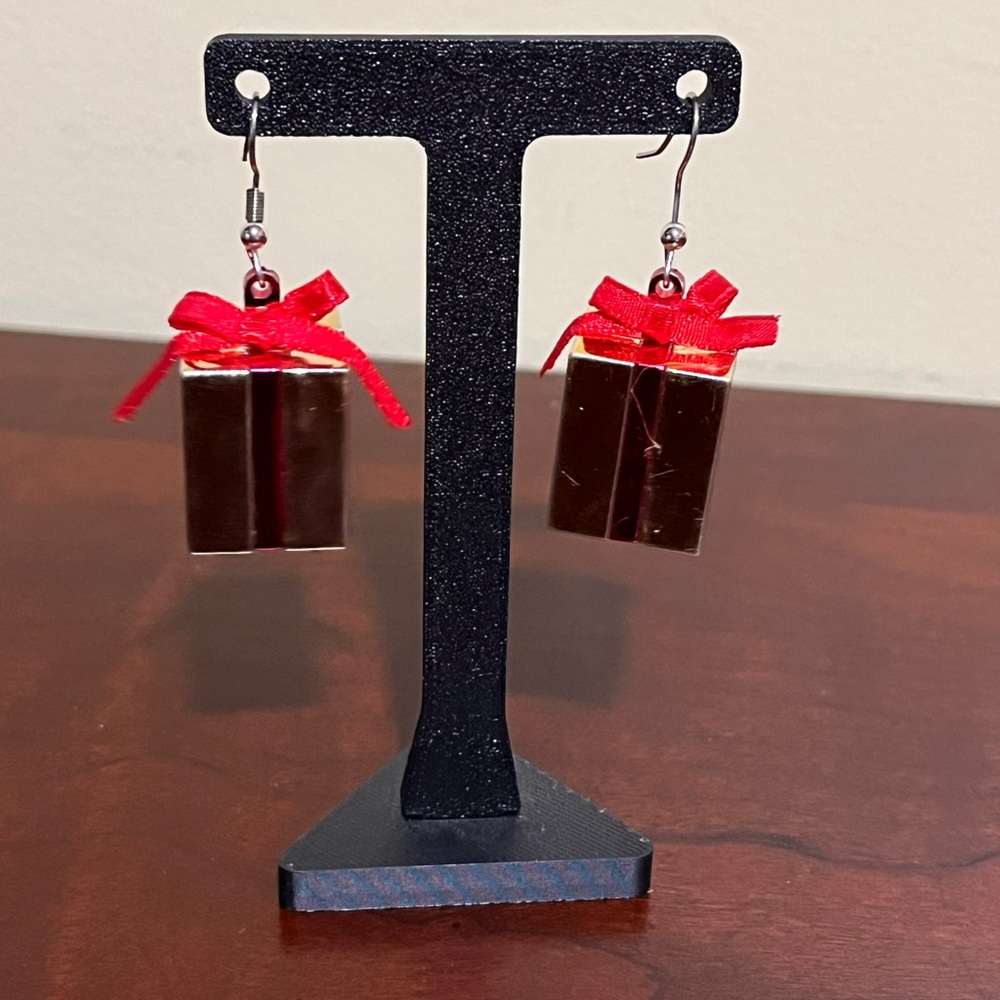 Vintage Red and Gold Gift Box Earrings